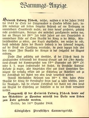 Drei Dokumente zum Attentat des Heinrich Ludwig Tschech auf König Friedrich Wilhelm IV. am 26. Ju...