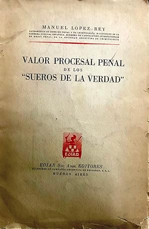 Imagen del vendedor de Valor procesal penal de los " sueros de la verdad " a la venta por Librera Monte Sarmiento