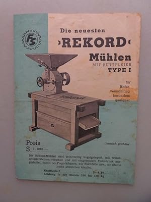 Prospekt Die neuesten Rekord Mühlen Franz Spörk Rohrbach a.d.Lafnitz Österreich