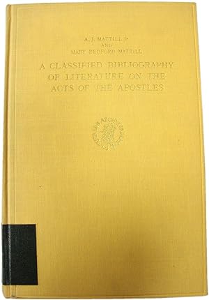 Bild des Verkufers fr A Classified Bibliography of Literature on the Acts of the Apostles zum Verkauf von PsychoBabel & Skoob Books