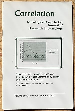 Seller image for Correlation Astrological Association Journal of Research In Astrology Summer 2000 Volume 19(1) Mrs Pat Harris (Editor) /Nick Champion "The Start of the Age of Aquarius" / Mike Harding "Prejudice in Astrological Research" / Kevin G Hawley "Testing for Isotropy in Circular Distributions" ,/ Bruce Denness "Thieves, Victims and the Zodiac" for sale by Shore Books
