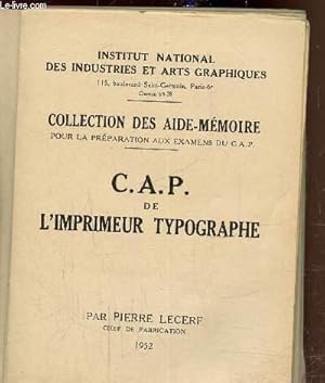 Imagen del vendedor de C.A.P de l'imprimeur typographe a la venta por Le-Livre