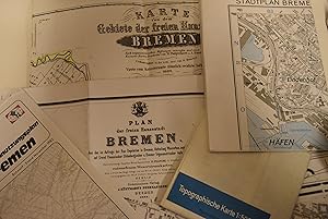 Konvolut 5 Bremer Karten (von 1882,1884, Teilblatt Stadtmitte 1976, Flächennutzungsplan 1982; Top...