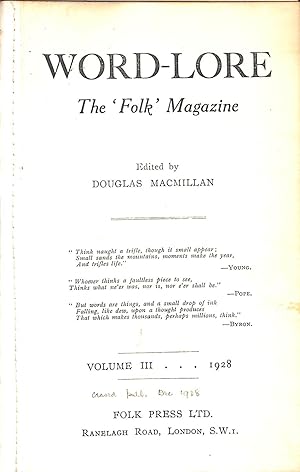 Seller image for World-Lore The 'Folk' Magazine Volume III 1928 No 1 - 6 for sale by WeBuyBooks