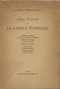 Seller image for Cinq propos sur la langue franaise for sale by Abraxas-libris