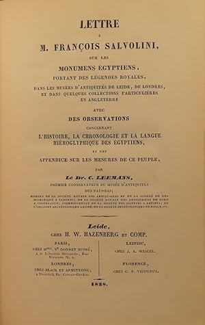 [7 books bound as 1] 1) Lettre a M. Francois Salvolini, sur les Monumens Egyptiens; 2) Palestine ...