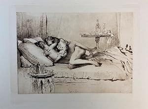 Erotica Liebe Vierzig Zeichnungen Privatdruck Tafeln In Braunget Ntem Kupfertiefdruck