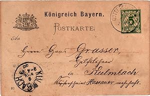 Königreich Bayern. Postkarte, gelaufen