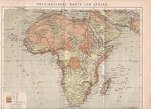 Original historische kolorierte Landkarte: Physikalische Karte von Afrika, Maßstab: 1 : 40.000.00...