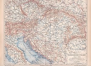 Alte historische Landkarte 1898 Physikalische Karte von Österreich-Ungarn. B14 