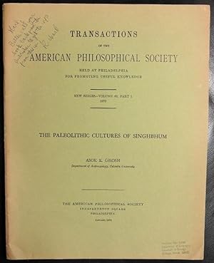 Imagen del vendedor de The Paleolithic cultures of Singhbhum (Transactions of the American Philosophical Society) a la venta por GuthrieBooks