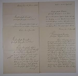 Prinz von Preußen (1865-1931). Vier Kanzleischreiben (Briefe) mit Berichten über den Einsatz von ...
