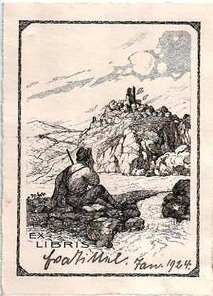 Ex Libris Wanderer vor einem Berg",