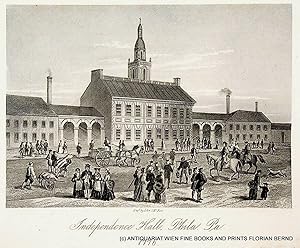 PHILADELPHIA, Pennsylvania, Independence Hall view ca. 1840