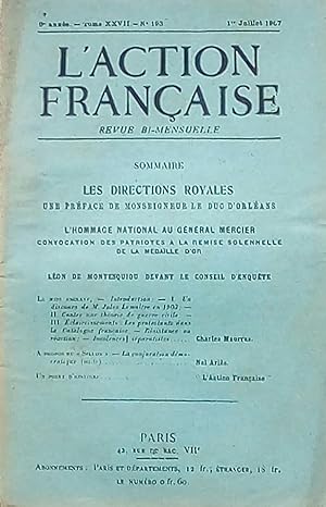 Seller image for L'ACTION FRANCAISE Tome XXVII N 193 - 1er Juillet 1907 for sale by Bouquinerie L'Ivre Livre