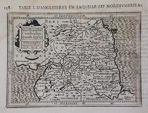 Bild des Verkufers fr NORTHUMBRIA, CUMBERLANDIA AND DUNELMENSIS: TABLE I D'ANGLETERRE EN LAQUELLE EST NORTHUMBRIE: MAP zum Verkauf von Hornseys