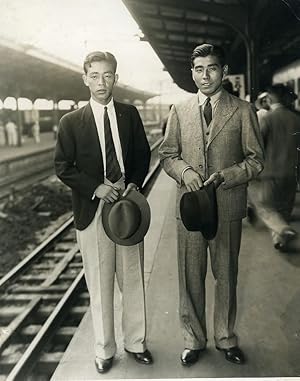 Japan Tokyo Tennis Davis Cup Hideo Nishimura & Jiro Yamagishi old Photo 1935