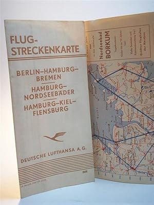 Flug-Streckenkarte. Berlin - Hamburg - Bremen. Hamburg - Nordseebäder. Hamburg - Kiel - Flensburg.