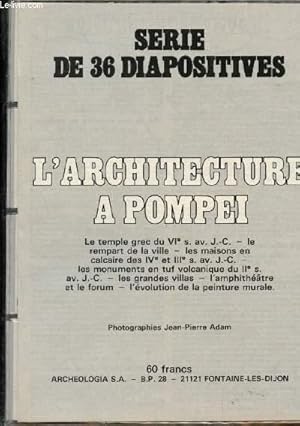 Bild des Verkufers fr Srie de 36 diapositives : L'architecture  Pompei : Le temple grec dy VIe s. av. J.-C., le rempart d ela ville, les maisons en calcaire des Ive et IIIe s. Av.J.-C., les monuments en tuf volcanique du IIe s. av. J.-C., Les grandes villas, l'amphithtre zum Verkauf von Le-Livre