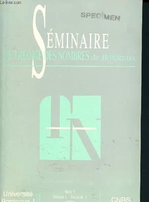 Seller image for Sminaire d ela thorie des nombres de Bordeaux - Deuxime srie - Anne 1989 - Fascicule I for sale by Le-Livre