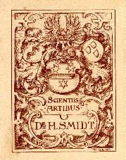 Bild des Verkufers fr Exlibris fr Dr. H. Smidt. Klischedruck von Heinrich Schmidt-Pecht, zum Verkauf von Antiquariat Heinz Tessin