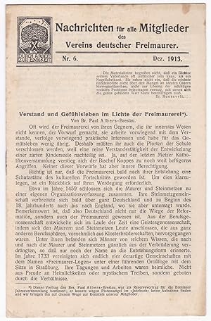 Nachrichten für alle Mitglieder des Vereins deutscher Freimaurer. Nr. 6 - Dez. 1913