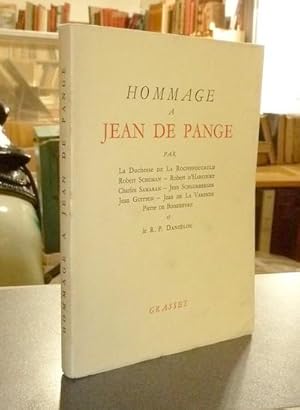 Seller image for Hommage  Jean de Pange. L'historien, le franais, le chrtien for sale by Le Beau Livre