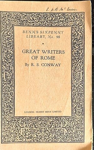 Bild des Verkufers fr Great Writers Of Rome. Benn's Sixpenny Library No. 98 zum Verkauf von Shore Books