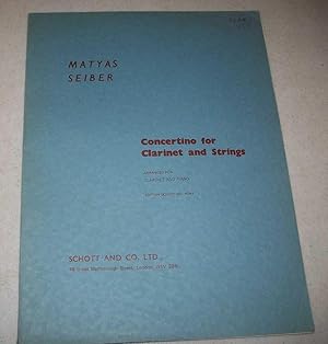 Seller image for Concertino for Clarinet and Strings arranged for Clarinet and Piano for sale by Easy Chair Books