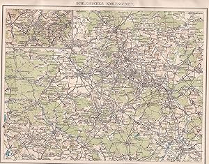 Bild des Verkufers fr Original historische farbige Landkarte: Schlesisches Kohlengebiet, Nebenkarte: Gottesberg zum Verkauf von Antiquariat Kastanienhof