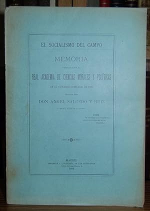 Imagen del vendedor de EL SOCIALISMO DEL CAMPO. Memoria premiada por la Real Academia de Ciencias Morales y Polticas a la venta por Fbula Libros (Librera Jimnez-Bravo)