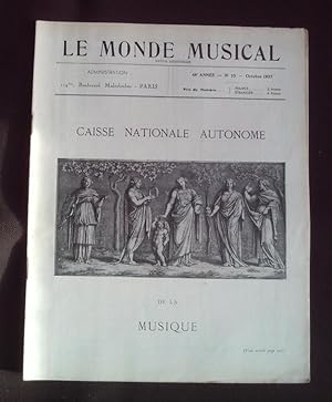 Le monde musicale - N°10 Octobre 1937