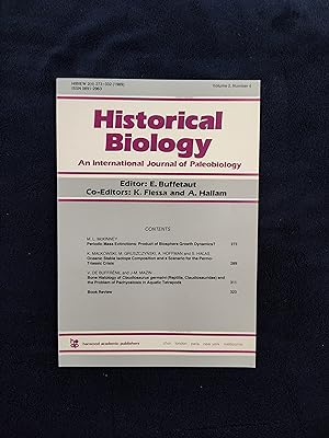Immagine del venditore per HISTORICAL BIOLOGY: AN INTERNATIONAL JOURNAL OF PALEOBIOLOGY - VOLUME 2/NUMBER 4 venduto da JB's Book Vault