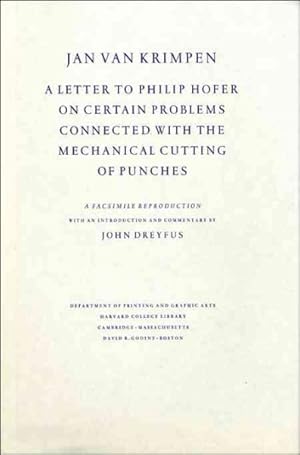 Bild des Verkufers fr Letter to Philip Hofer on Certain Problems Connected With the Mechanical Cutting of Punches zum Verkauf von GreatBookPricesUK
