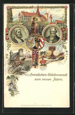 Bild des Verkäufers für Passepartout-Lithographie Nürnberg, Burg, Eiserne Jungfrau, Eppeleins Sprung zum Verkauf von Bartko-Reher