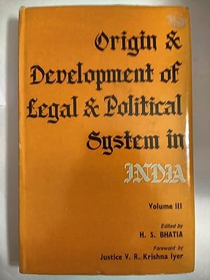 Bild des Verkufers fr Origin and Development of Legal and Political System in India, Volume 3 zum Verkauf von Early Republic Books