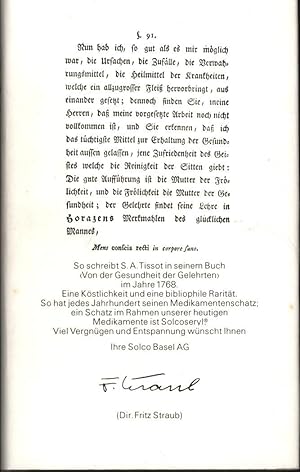 von der Gesundheit der Gelehrten,Aus dem Französischen übersetzt von Joh. Rud. Füesslin; Reprint ...