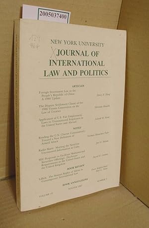 Seller image for New York University / Journal of international law & politics / Volume 19 / Number 2 / Winter 1987 for sale by ralfs-buecherkiste