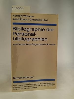 Bild des Verkufers fr Bibliographie der Personalbibliographien zur deutschen Gegenwartsliteratur zum Verkauf von ANTIQUARIAT Franke BRUDDENBOOKS