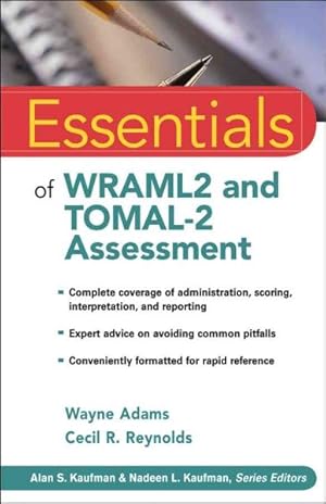 Immagine del venditore per Essentials of WRAML2 and TOMAL-2 Assessment venduto da GreatBookPricesUK