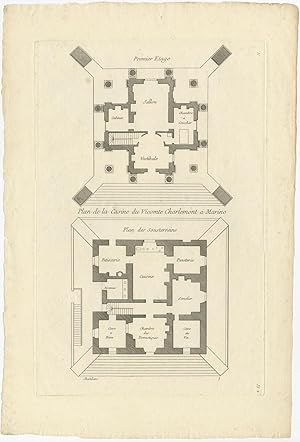 Imagen del vendedor de Antique Print of the Mansion of Viscount Charlemont by Le Rouge (c.1785) a la venta por Bartele Gallery - The Netherlands