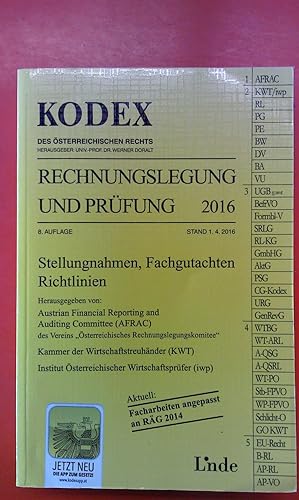 Immagine del venditore per Kodex des sterreichischen Rechts. Rechnungslegung und Prfung 2016. 8. Auflage venduto da biblion2