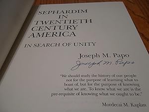 Image du vendeur pour Sephardim in Twentieth Cenury America; In Search of Unity mis en vente par Eastburn Books