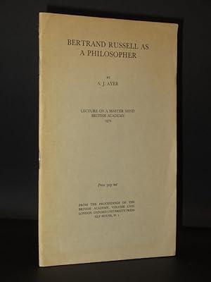 Imagen del vendedor de Bertrand Russell as a Philosopher: Lecture on a Master Mind, British Academy, 1972 a la venta por Tarrington Books