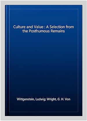 Immagine del venditore per Culture and Value : A Selection from the Posthumous Remains venduto da GreatBookPricesUK