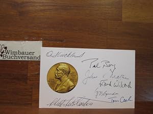 Bild des Verkufers fr Autographed Card 8 Nobel Prize Winners // Autogramm Autograph signiert signed signee zum Verkauf von Antiquariat im Kaiserviertel | Wimbauer Buchversand