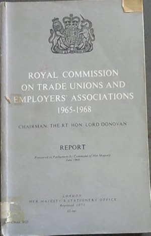 Bild des Verkufers fr Royal Commission on Trade Unions and Employers' Associations 1965 - 1968 ; Report zum Verkauf von Chapter 1
