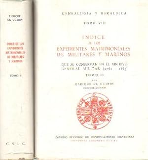 Imagen del vendedor de GENEALOGIA Y HERALDICA: INDICE DE LOS EXPEDIENTES MATRIMONIALES DE MILITARES Y MARINOS (1761-1865) a la venta por Librera Raimundo