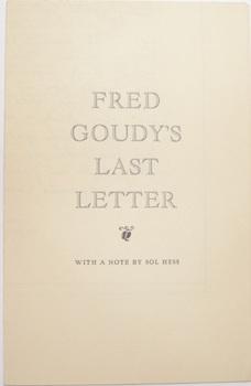 Imagen del vendedor de Fred Goudy's Last Letter. a la venta por Wittenborn Art Books