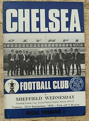 Chelsea versus Sheffield Wednesday 22nd September 1970 Official Programme